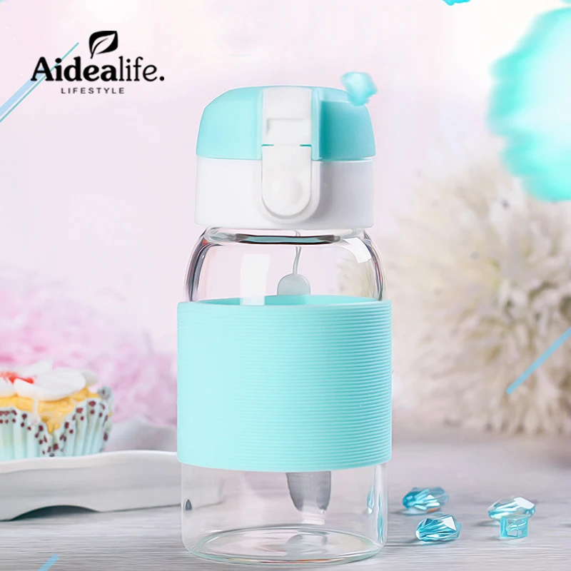 Лимонная Экологичная стеклянная бутылка для воды 300 мл детская сока