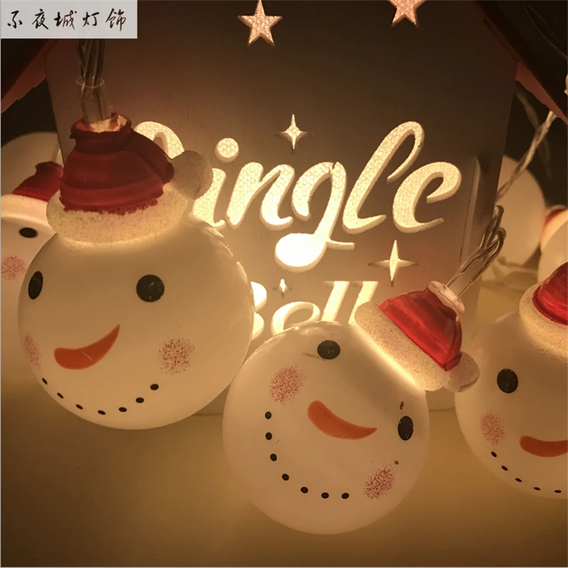 one set of 2m with 10pcs snowman head led light string Christmas flashing lights tape series festival decorative | Освещение