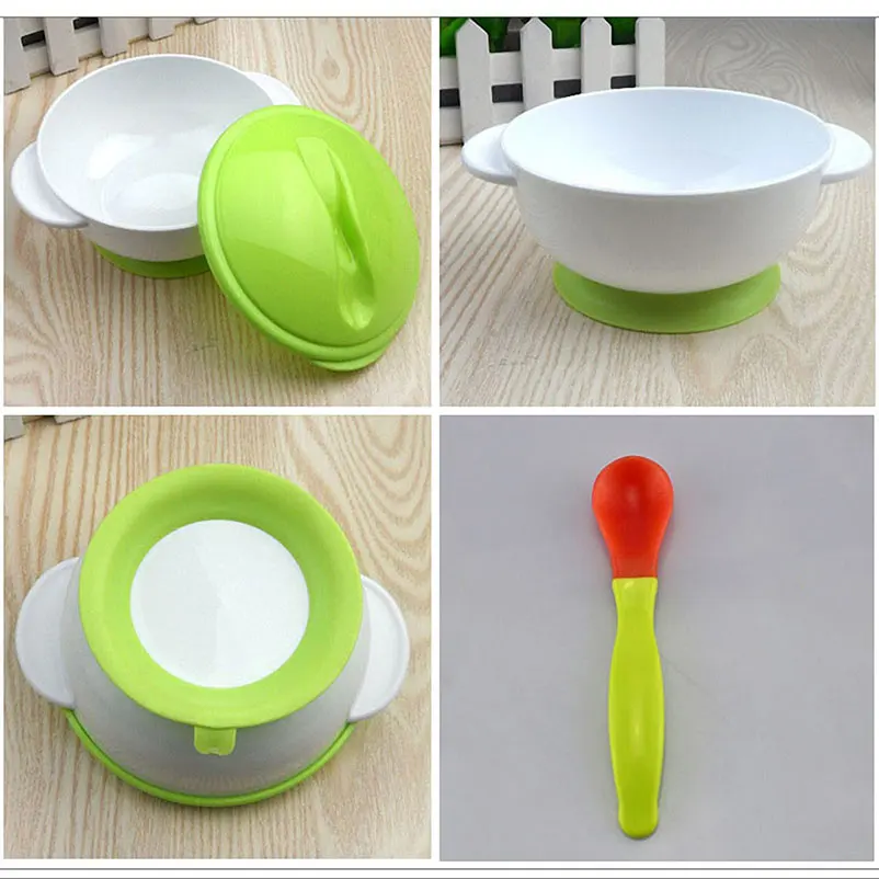 Миска для кормления младенцев с присоской и ложкой датчиком температуры |