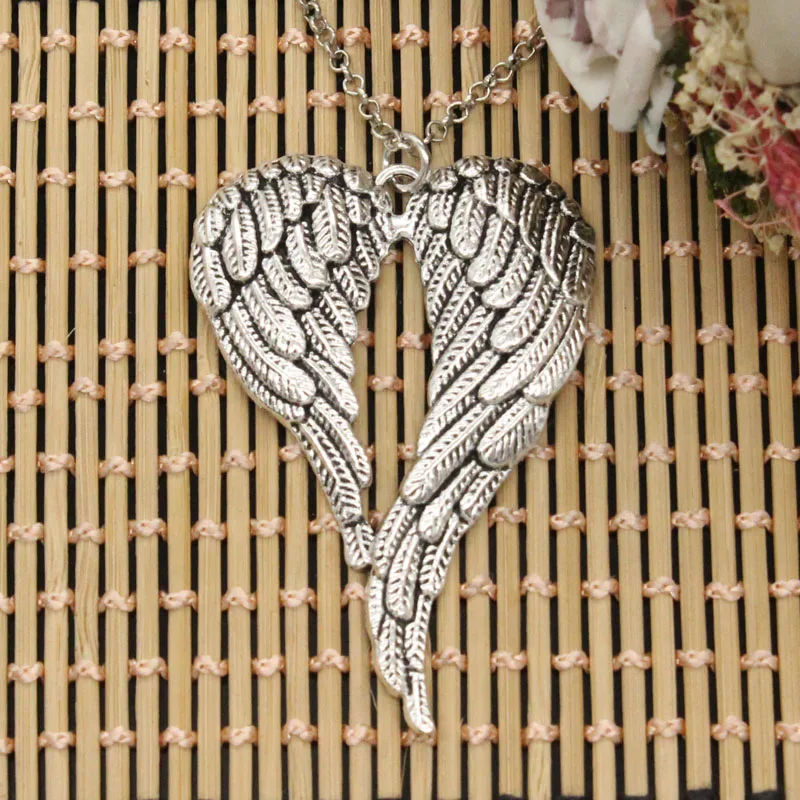 round chain Новая Мода тибетский серебряный кулон Ангел ожерелье с крыльями Шарм короткое длинное DIY ожерелье по Заводской Цене ювелирные изделия ручной работы - Окраска металла: round chain