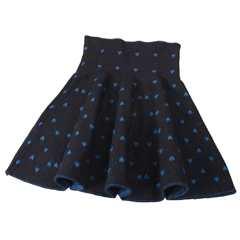 Весенне-осенне-зимняя синяя плиссированная юбка в форме сердца Юбки принцессы