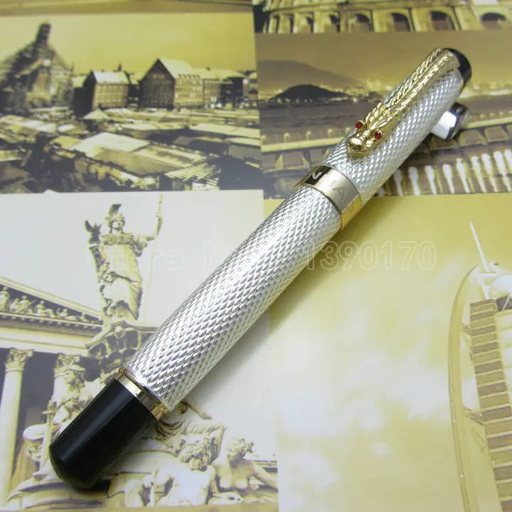 White JINHAO K600 гравировка Дракон и клипса с драконом перьевая ручка металлическая подарочная ручка чернильная ручка - Цвет: White