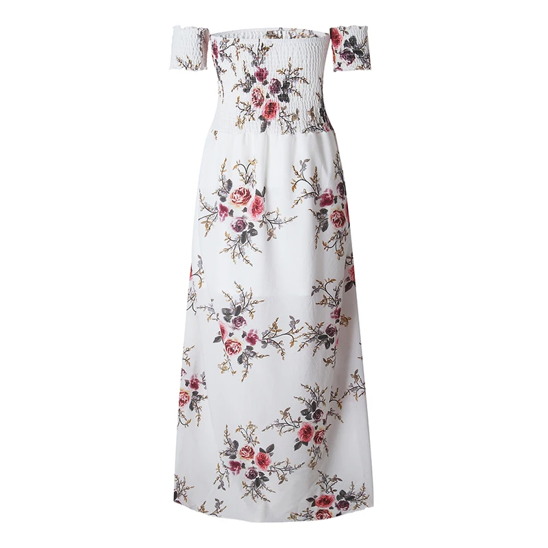 Женское длинное платье с открытыми плечами Romacci Пляжное цветочным принтом и
