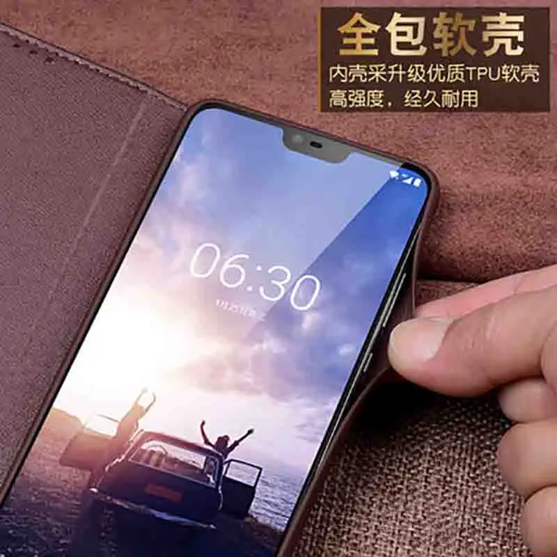 Чехол-книжка из натуральной кожи для Nokia X6 X 6 2018 TA-1099 чехол-накладка NokiaX6 чехол 5 8