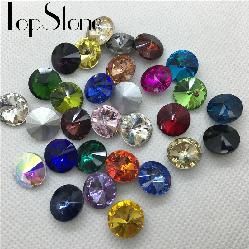 TopStone круглые Rivoli стеклянные хрустальные модные камни заостренные с обратной