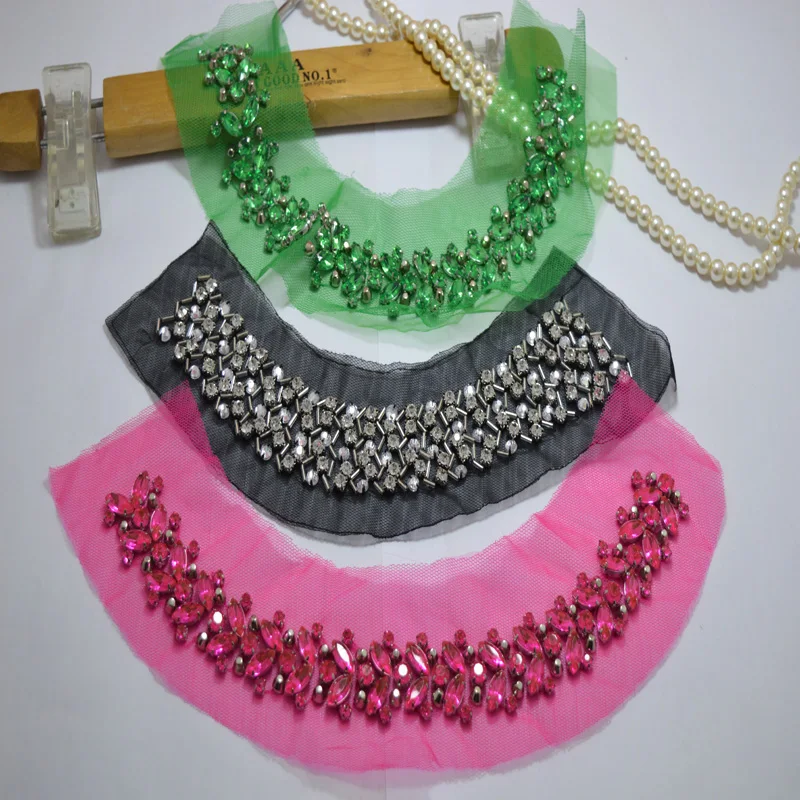 1 шт. красивый зеленый черный розовый вышитый бисером кружевной воротник из