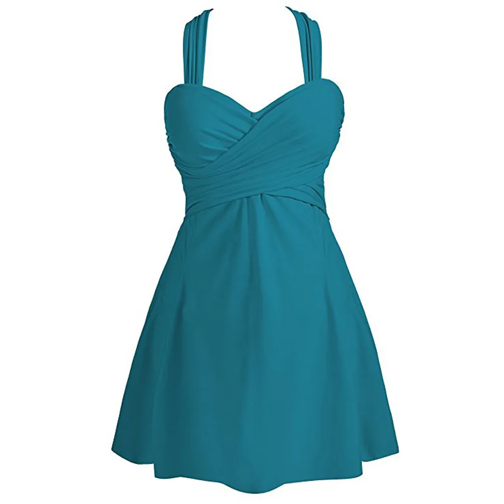 Для женщин Пляжная накидка, перекрещённая на груди Swimdress Твердые Broadcloth купальники Костюмы для подвижных игр с Pad элегантный обогнул регулярные Лето Повседневное