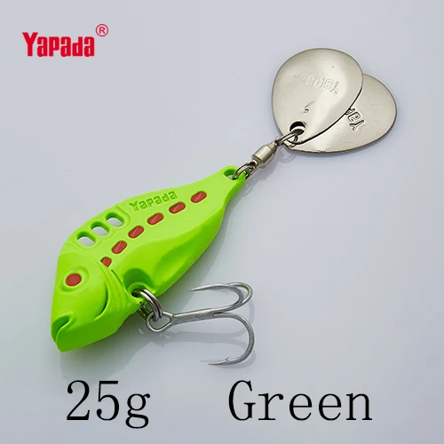 YAPADA VIB 305 Six Point 10 г/15 г/20 г/25 г тройной крючок+ вращающиеся блестки 40 мм/46 мм/50 мм/53 мм Металлические разноцветные рыболовные приманки VIB - Цвет: Green 25g