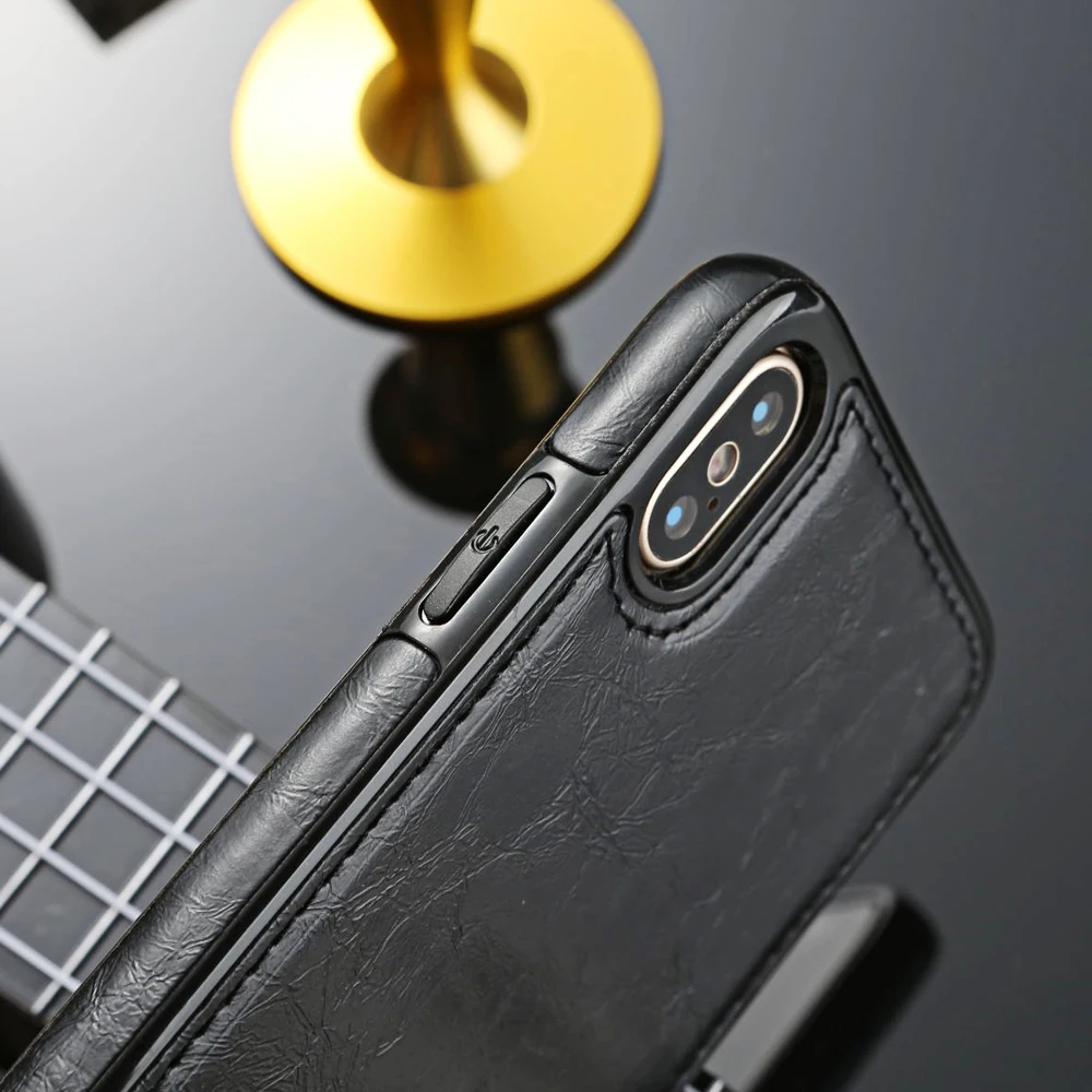 Luxury Vintage PU Leather Back Cover For iPhone 7 8 Plus XS Max XR Thin Case for iphone X 6 6S 5 5s SE |