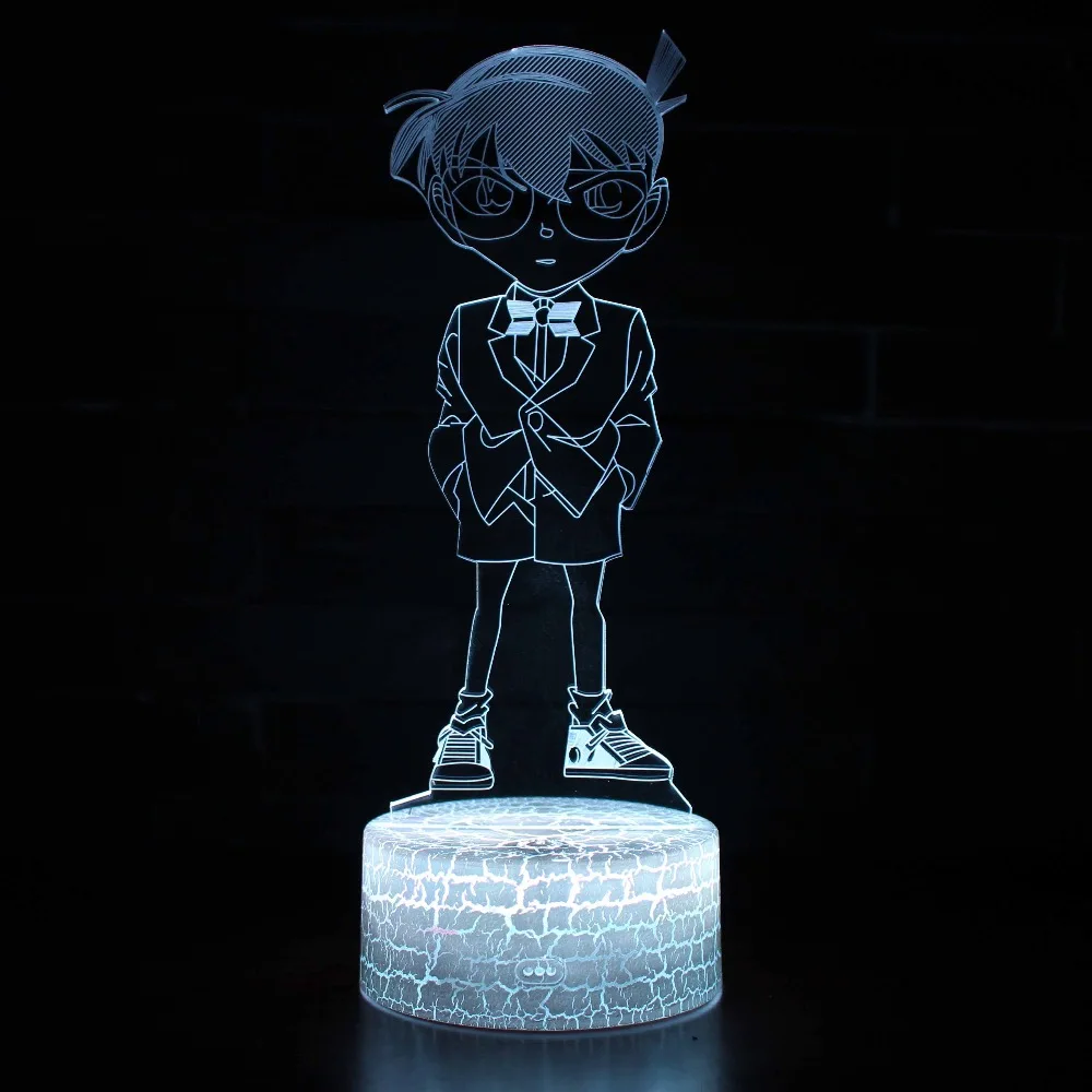 Мультфильм Conan 3D лампа 7 цветов изменить ночник 5 в USB настольная прикроватный свет