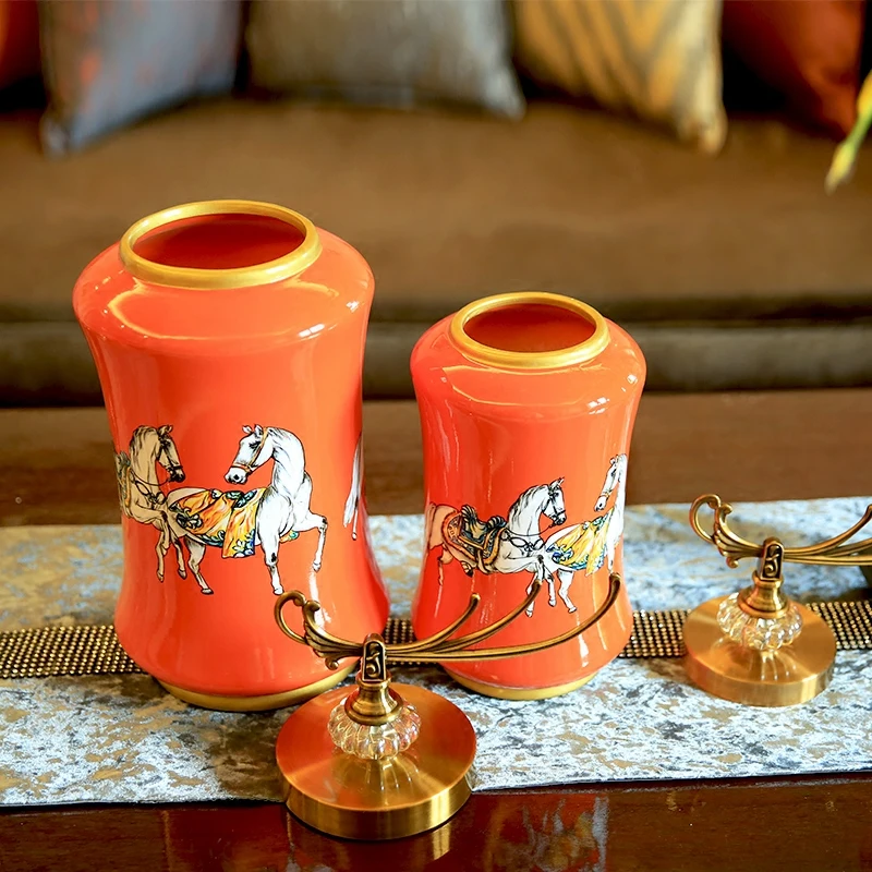 Оранжевая керамическая креативная банка для хранения домашний декор украшение