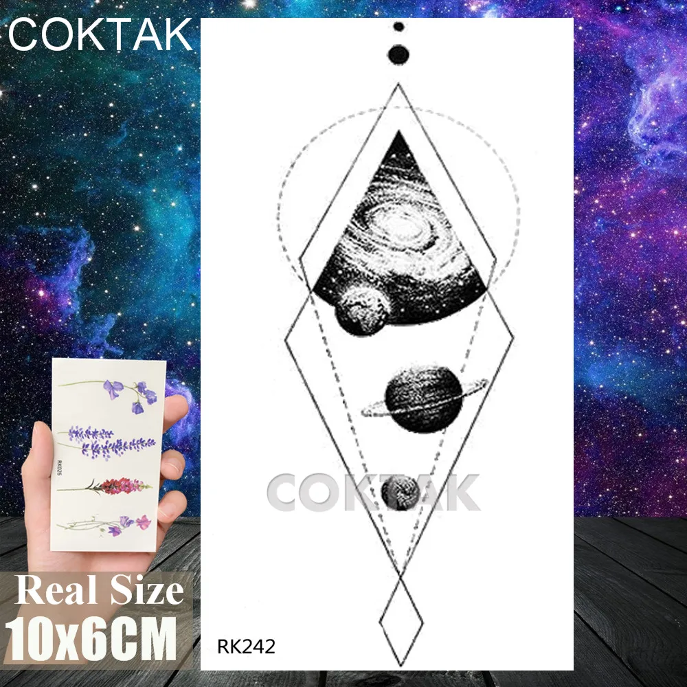CRK242 Акварельные Временные татуировки астронавт, наклейки, поддельные боди-арт, лист руки, татуировки, Переводные геометрические Галактики для взрослых, реалистичные татуировки - Цвет: CRK242