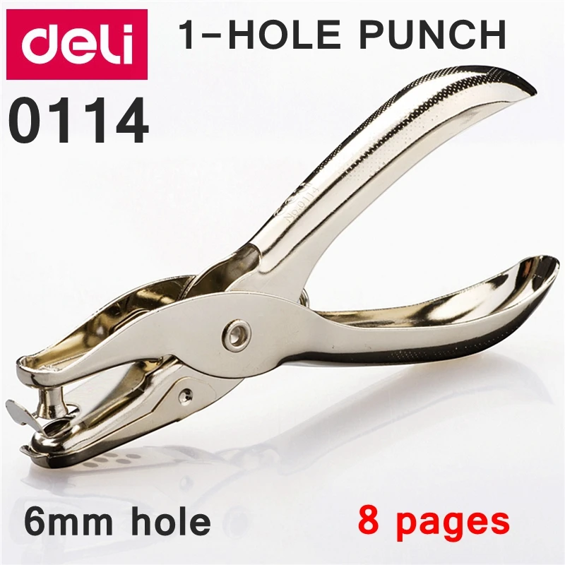 Deli 0114 Office 6mm 1-Hole Handheld Punch Mini 0ne Hole Hand 8 sheets |