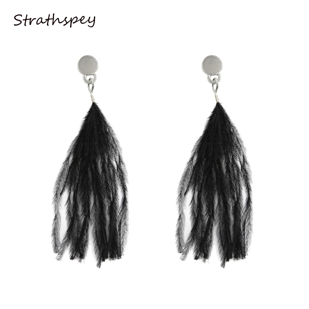 2017 популярные длинные модные серьги с кисточками и перьями в этническом стиле