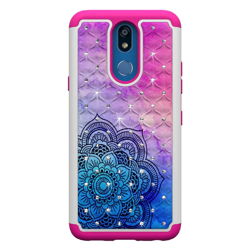 Color mandala Гибридный блестящий чехол для LG V40 K40 K30 K10 K8 G7 Q7 Блестящий сияющий блеск Чехол Defender для LG G8 ThinQ двухслойный - Цвет: Color mandala