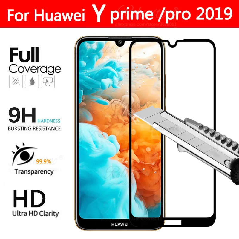 Защитное стекло y6 pro закаленное с полным покрытием для Huawei Y5 Y6 Y7 prime 2019|Бамперы| |