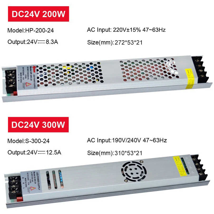 AC190 240V ультра тонкий светодиодный Питание DC12V 5V 24V 60W 150W 200W 300W 400W Светодиодный