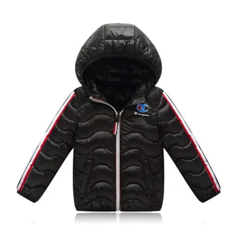 Black Coat Детская зимняя куртка для мальчика, коллекция года, детская верхняя одежда, детское пуховое хлопковое пальто, водонепроницаемый Зимний комбинезон, парка с капюшоном, пуховики для девочек - Цвет: Black Coat