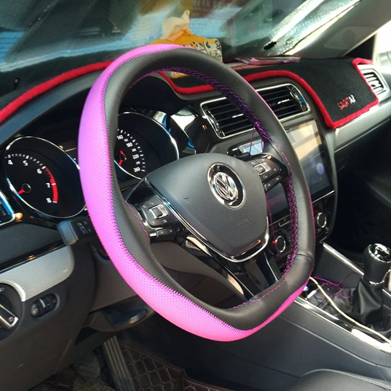 Износостойкие DIY Чехлы рулевого колеса автомобиля Универсальные 38 см дышащие противоскользящие рукава рулевого колеса оплетка кожаного руля