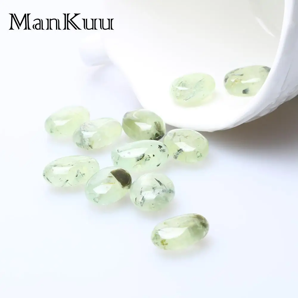 ManKuu 13*18mm Oval Perhnites Pale Green Crystal Beads Fresh Natural Stone For Jewelry Making Wholesale Lot Bulk 10pcs/Lot | Украшения и