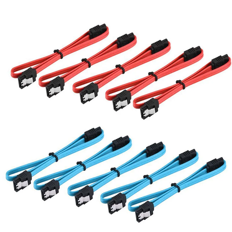 

5pcs 18 Inch straight-through connector SATA 3.0 III High Speed 6.0 Gbps Data Cable with Locking Latch Q99 DJA99