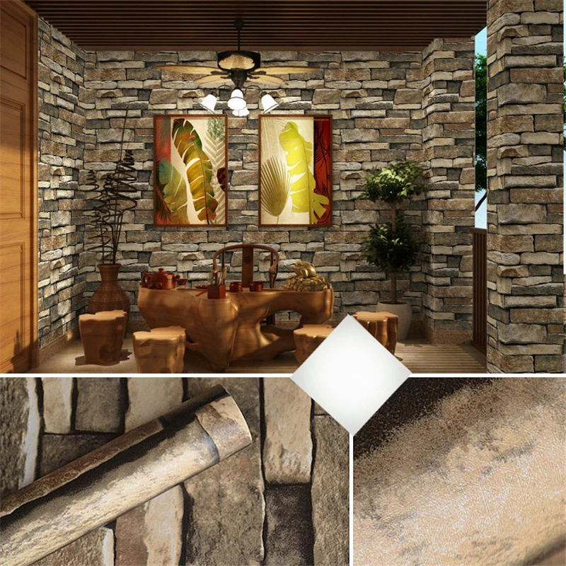 

Vintage Wallpaper 3D Embossed Retro Cement PVC Wall Paper Restaurant Cafe Living Room Background Wall Covering Vinyl Art Decor
