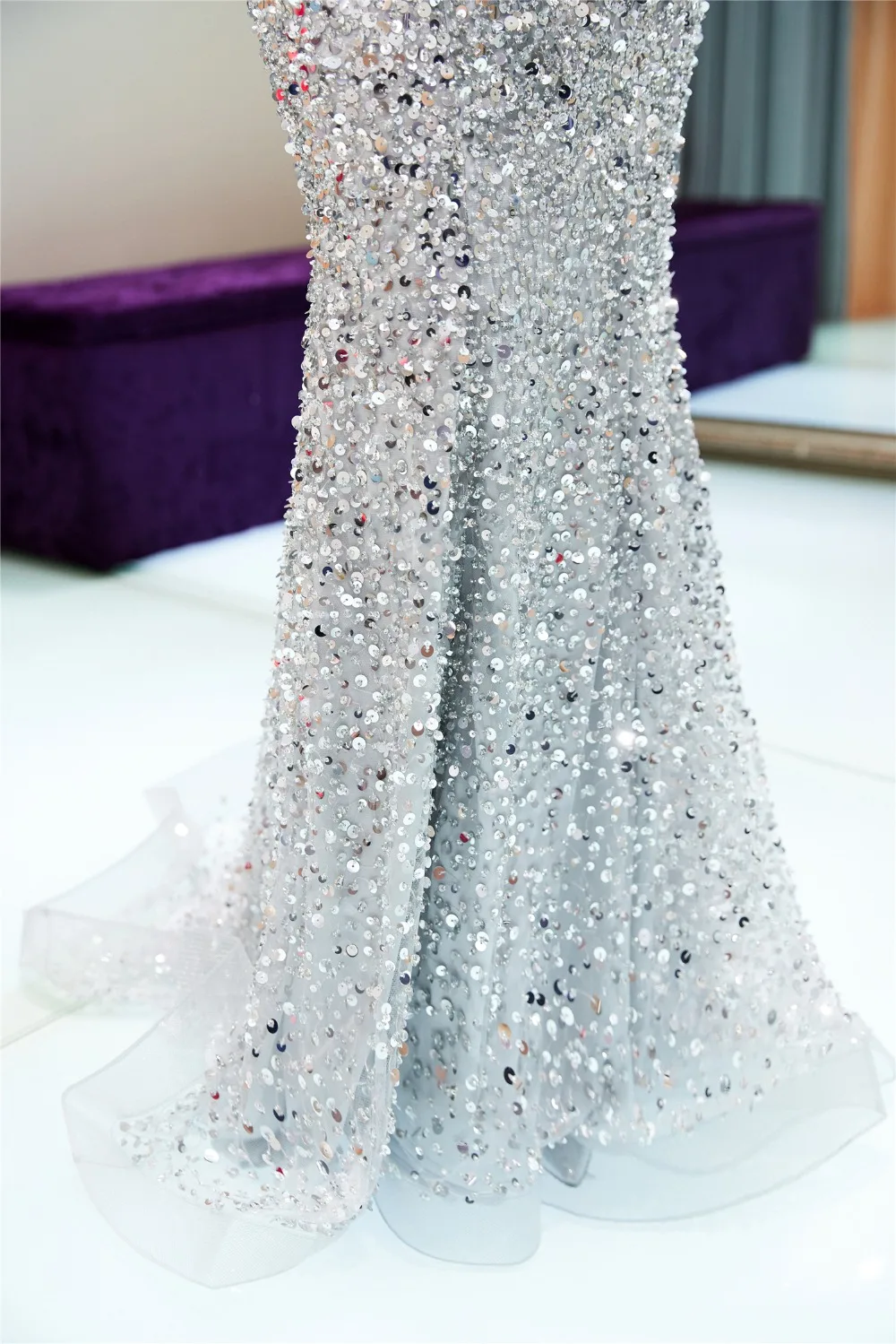 JaneVini Luxury Sequined Silver Long Bridesmaid Dresses Off the Shoulder Short Sleeve Hollow Back Mermaid Tulle Red Carpet Dress | Свадьбы и