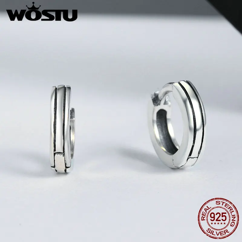 WOSTU Аутентичные 925 стерлингового серебра Хип хоп круглые серьги рок для женщин