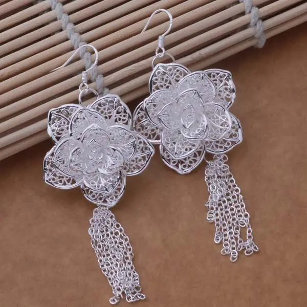 Оптовая продажа Бесплатная доставка посеребренные серьги для женщин серебряные