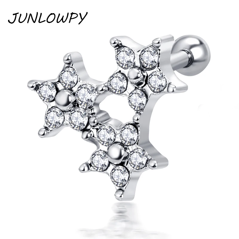 JUNLOWPY золотые новые серьги гвоздики для ушей Degsin хрящи пирсинга Tragus Helix 16 датчиков