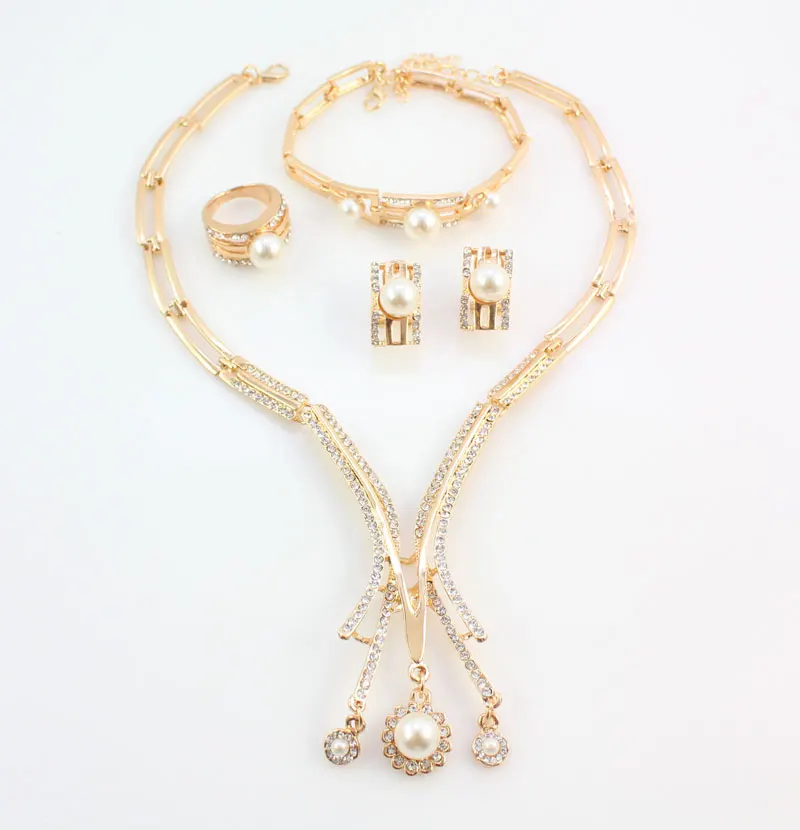 Комплект ювелирных изделий золотого цвета Дубай Африканский кристалл имитация