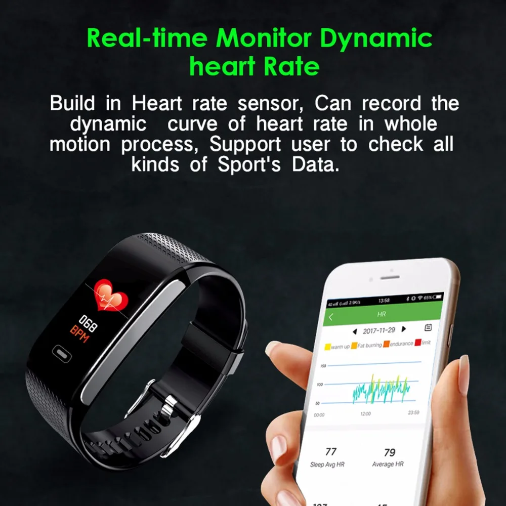 CK18S SmartBracelet Монитор артериального давления пульса IP67 наручные часы