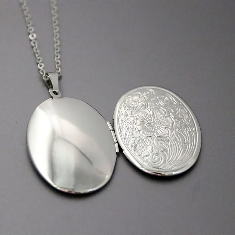 1 шт. Овальный Кулон фоторамка в форме лотоса колье с гравировкой подвески виде