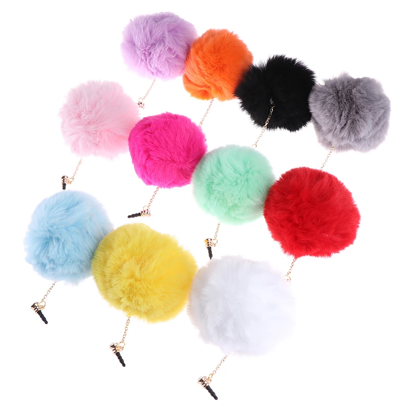 1 шт. штекер для наушников с хрустальным шариком защиты от пыли из кроличьего меха