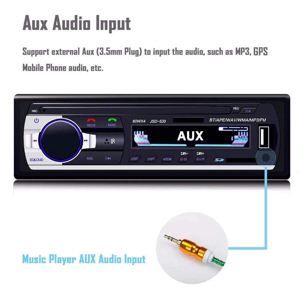 Автомобильная стереомагнитола Rhythm 1 din аудиоприемник Bluetooth In Dash FM Aux SD USB MP3 радио