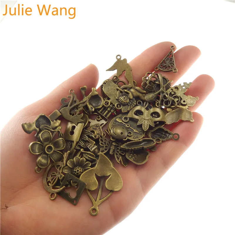 

Julie Wang 100g/pack Randomly Mixed Styles Antique Bronze Small Charms For Necklace Pendants Bracelet Jewelry Making Accessories