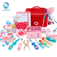 baby wooden toy funny play real life cosplay doctor dentist medicine box pretend dokter speelgoed toys for children girls gifts