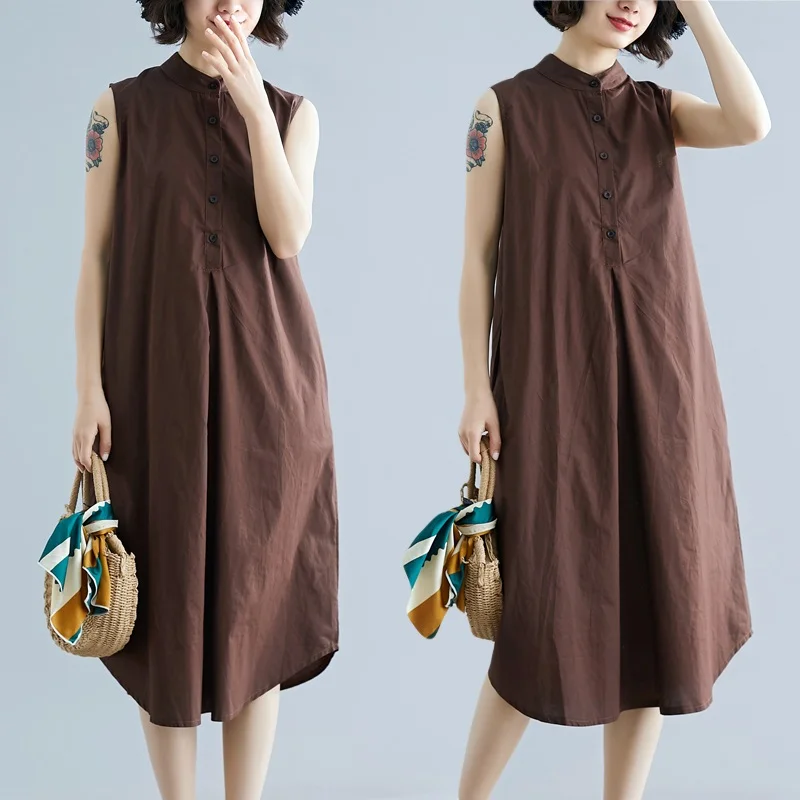 Женское платье рубашка размера плюс из хлопка и льна в винтажном стиле