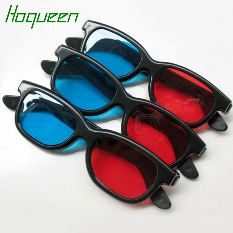 Hoqueen 100 шт./лот * 3D Очки/красные синие Пластик Очки 0.2 мм для кино игры DVD|3d plastic glasses|3d