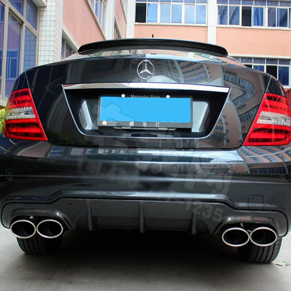 Диффузор для заднего бампера AMG из углеродного волокна Mercedes Benz W204 C63 Style 2012 2014|rear