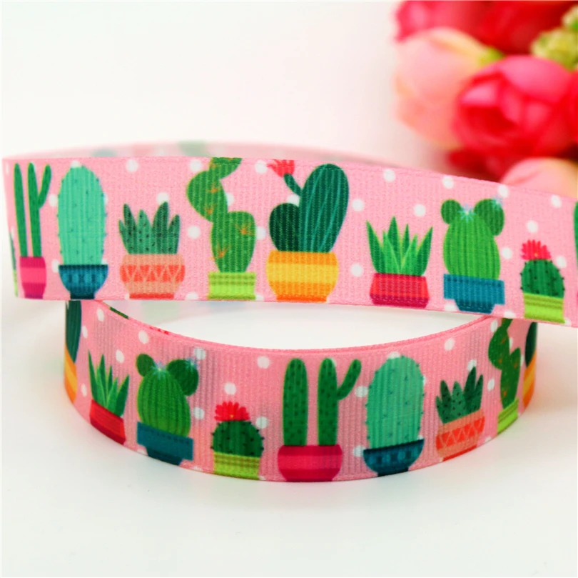 7/8'' Free shipping cactus flowers printed grosgrain ribbon hairbow headwear party decoration diy wholesale 22mm D563 | Дом и сад