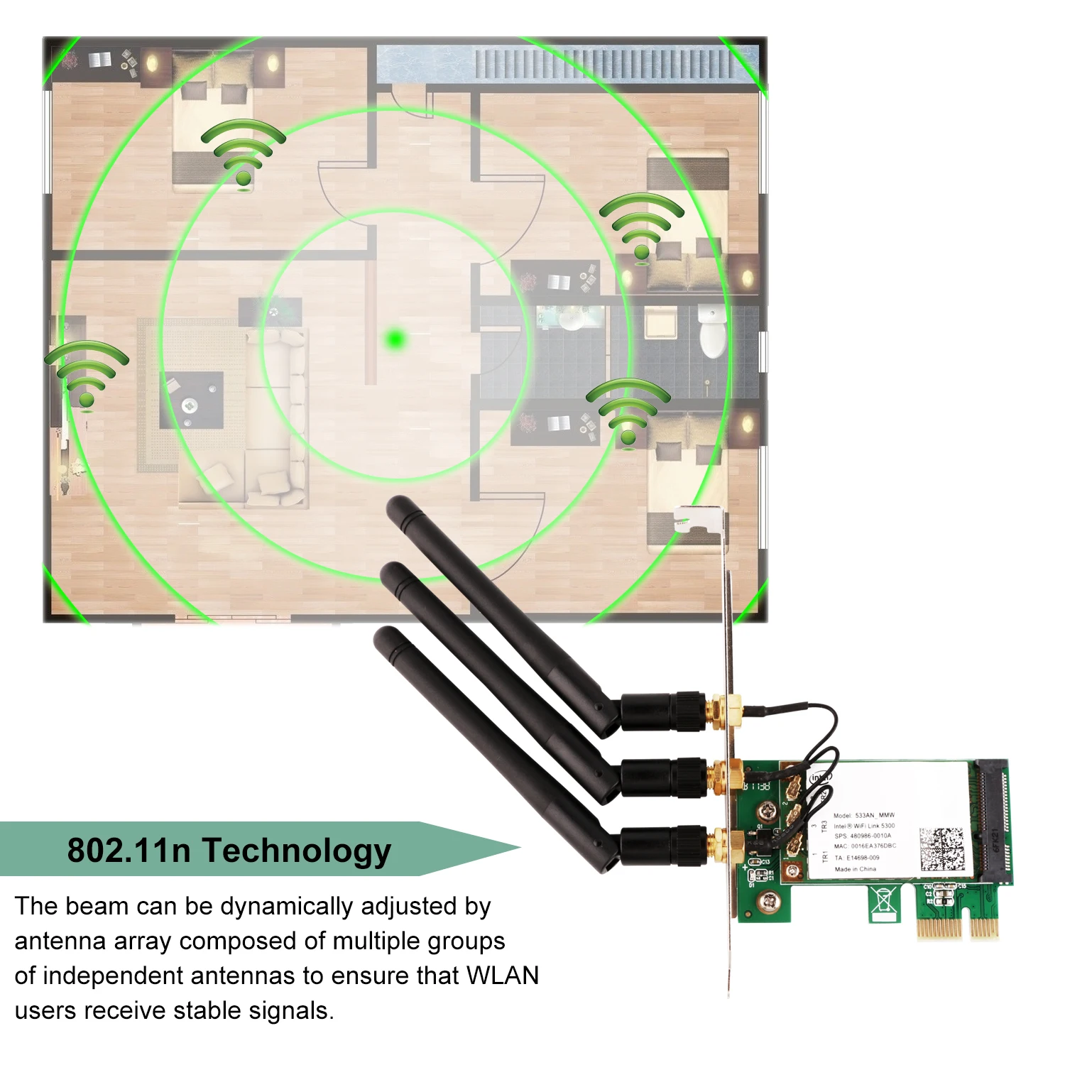Ubit Беспроводной Dual Band WIE5300 Wi Fi адаптер сетевой карты с 2dBi внешний Съемная антенна