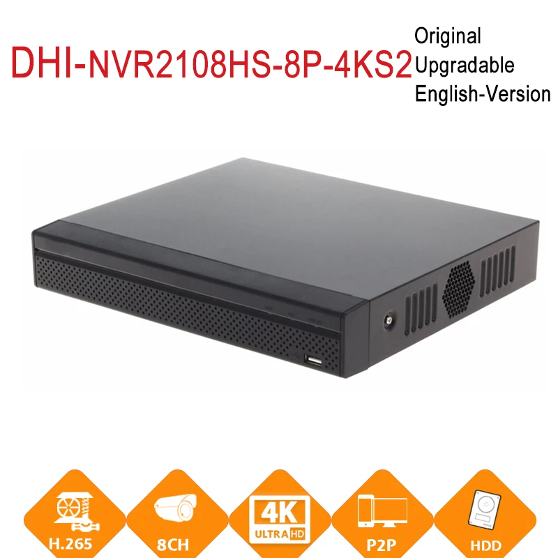 DH NVR2108HS 8P 4KS2 8CH POE NVR 4 к регистраторы Поддержка HDD 4/8CH для системы видеонаблюдения