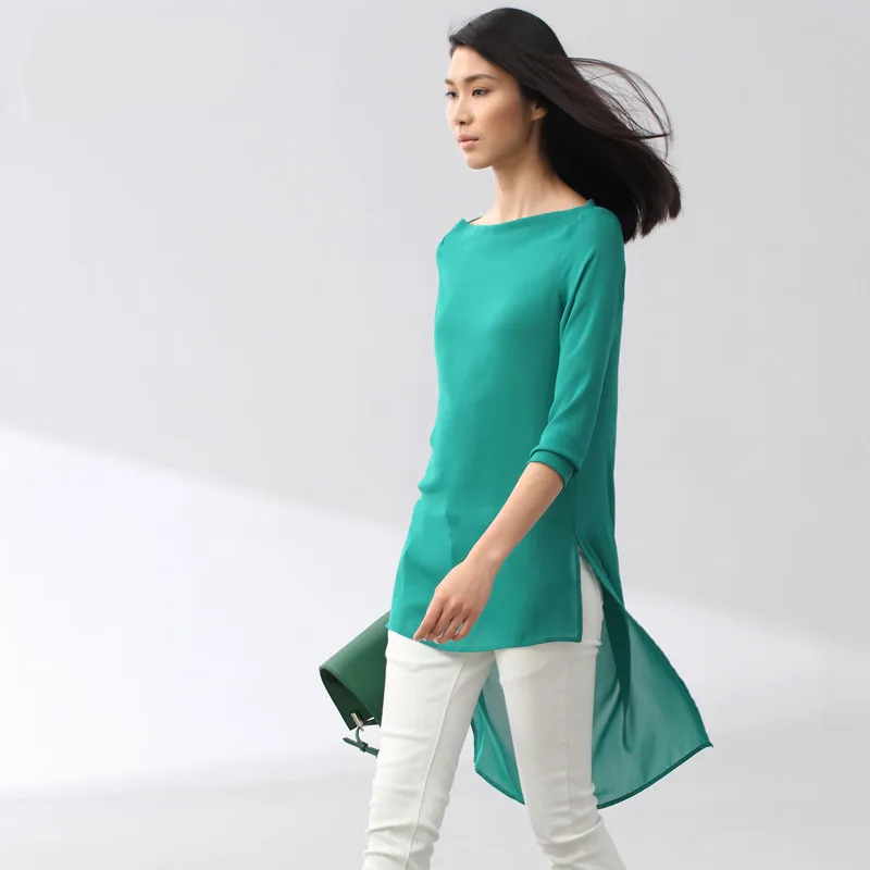 Новое поступление пуловер однотонная шифоновая рубашка Женский Топ женские