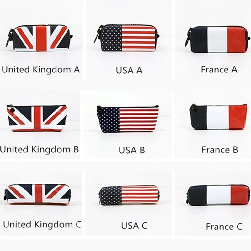 Флаг Пенал Великобритании Франции Американский искусственная кожа Ручка Сумки