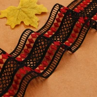 7 5cm width 3yards black red lace trim ribbon water soluble handicraft lace trimmings lace fabric sewing applique dress edge diy