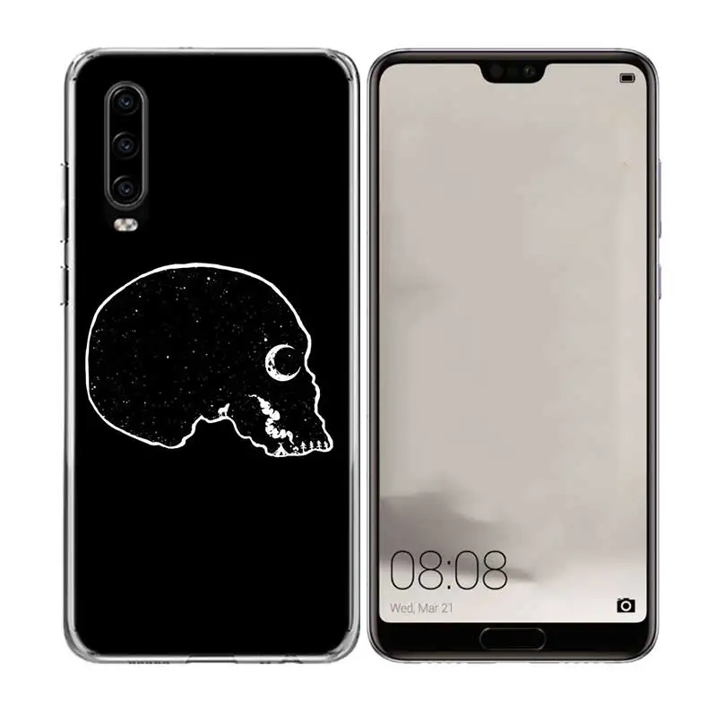 Силиконовый чехол для задней панели Abstract Line Face art dark Huawei P30 P20 Mate 20 10 Pro P10 lite P Smart + Plus