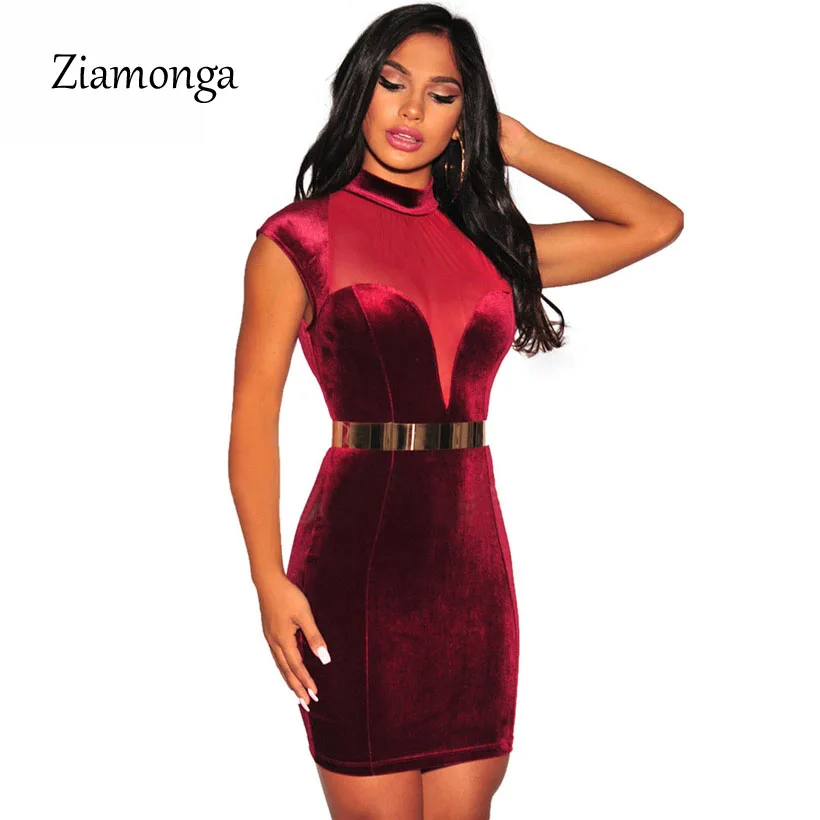 Женское вельветовое платье Ziamonga деловое с открытой спиной бордовое мини-платье в