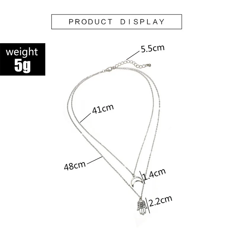 

Fashion Hollow Moon Hand Pendant Necklace Silver Color Short Clavicle Necklace For Women Girl Wedding Gift