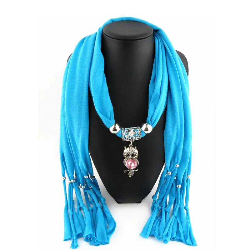 Женский шарф ожерелье RUNMEIFA с подвеской в виде совы и кисточками аксессуар для